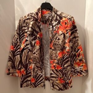 Chico's Floral Blazer with Orange and Brown Accents